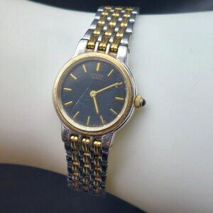 Vintage Citizen Quartz Womens Two-Tone Stainless Steel Wristwatch New Battery Wo